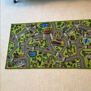 Colorful Kids Play Rug with Road Map Design